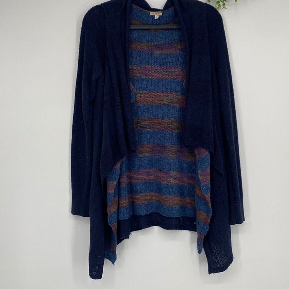 Anthropologie Fiets Voor Long Waterfall‎ Open Front Cardigan Alpaca Wool Navy S - Picture 1 of 13
